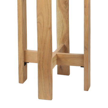 Elena 24" Minimalist Structured Wood Drink Table and Decorative End Table with White Marble Round Top
